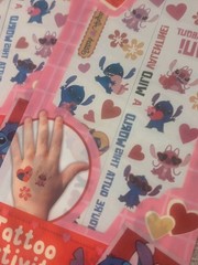 2 Sheets Stitch & Angel Party Fun Love Temporary Tattoo Stickers Disney Cute
