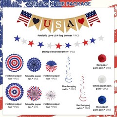 DECEED 4th of July Decorations Patriotic Decor Love USA Banner