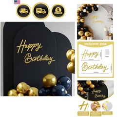 Happy Birthday Sign for Backdrop – Glitter Gold Felt Banner – Includes Dot Gl…