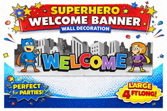 Superhero Welcome Banner Jointed Wall Decoration – Party Decor, Classroom Decor