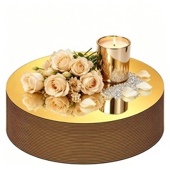 28PCS Gold Mirror Trays for Table Centerpieces, 6″ Round Flat Mirror Plates f…