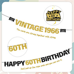 60Th Birthday Decorations Kit – Black Gold 11 Pcs Vintage 1966 Happy 60Th Birthd