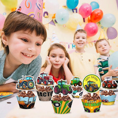 48PCS Tractor Themed Birthday Party Decorations | 24PCS Cupcake Toppers & 24PCS