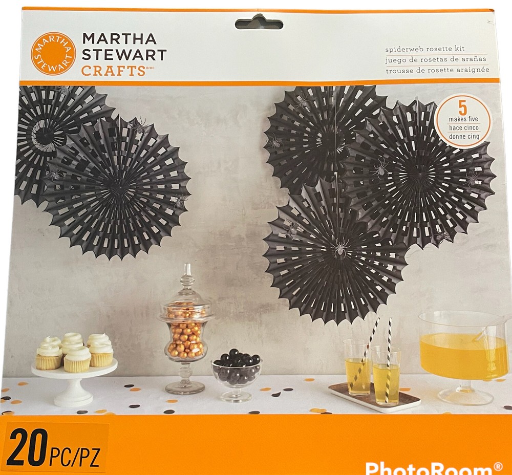 Martha Stewart Crafts Halloween Spiderweb Rosette Kit Black 2 Pkgs Of 5 Each NEW