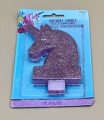 Birthday Unicorn Pink Glitter Candle New Free Shipping