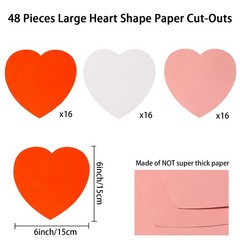Large Heart Shape Paper CutOuts Double Sided Valentine Day Craft 48 PCS