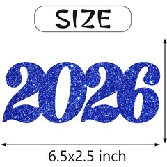 2026 Centerpiece Sticks 12pcs Blue Glitter Number 2026 Centerpieces for Table