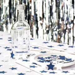 300Pcs Navy Blue White Silver Confetti,Glitter Paper Decor Twinkle Little Star T