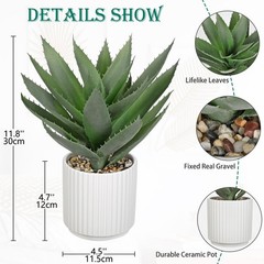 Hollyone Large Artificial Agave 10 inches x 6 x 8 inches, Light Green
