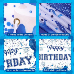 Blue Birthday Party Decorations Large Blue and White Birthday Banner for Men