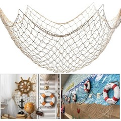 Fish Net Decorations for Party, 2mm Natural Cotton Hawaiian Party Fish Net