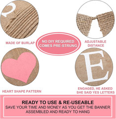 3 Pieces She Said Yes Banner Engaged Sign Burlap Banner He Asked She Said Yes De