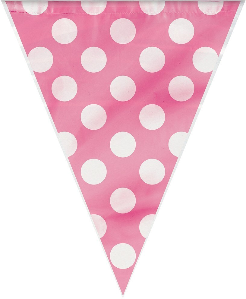Pink & White Polka Dot Flag Banner Bunting 3.6m – Pink Dot Party Supplies (3)