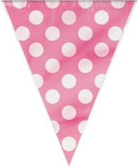 Pink & White Polka Dot Flag Banner Bunting 3.6m – Pink Dot Party Supplies (3)