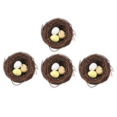 4 Pcs Cozy Woven Bird Nest Egg Design Artificial Nests Artifcial Birds