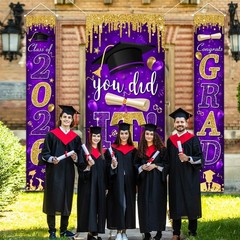 Graduation Decorations Class of 2026 Purple and Gold Congrats Large,