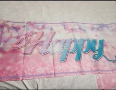 Large 9.8 x 1.6 ft Happy 3rd Birthday Banner Pink Indoor or Outdoor Sign