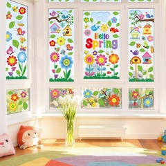 Vibrant Spring & Summer Window Clings – 9 Sheets 127PCS Classroom