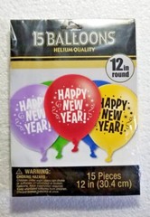 Happy New Year’s Balloons Helium Quality 15 Count Pack 12″ Round Size Multicolor