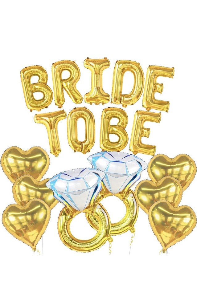 Gold Bride To Be Balloons Set – Pack of 17 | Bachelorette Party Decorations |