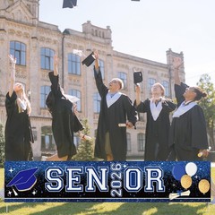 Senior 2026 Blue and White Graduation Party Decorations Larger Banner Yard Sign