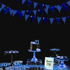 30 Ft Royal Blue Party Decorations Navy Blue Metallic Glitter Triangle Banner…