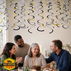 HonuGoGo Swirl Decorations Black Gold Silver