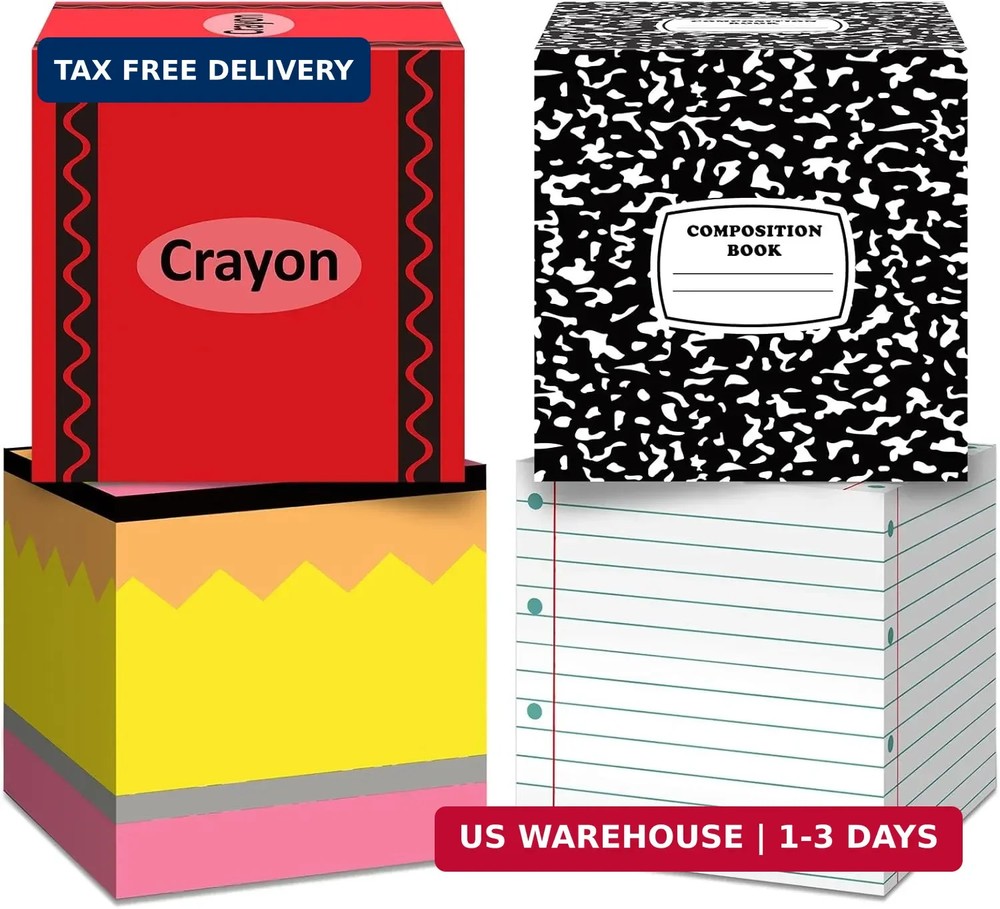 4 Pcs Back to School Balloon Box Decoration Sets Include Pencil Crayon Notebook