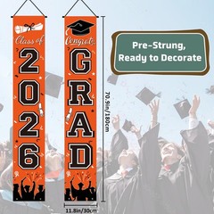 Graduation Decorations 2026, Orange Door Porch 70.9 x 11.8 inches,