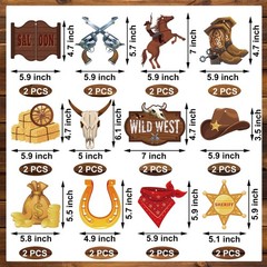 26 Pieces Western Party Decorations West Cowboy Banners Hanging Swirls Wild W…