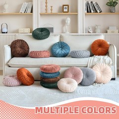 2 Pcs Round Throw Pillows Pleated Velvet Pumpkin Round Pillows Floor Cushion …