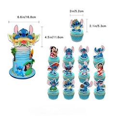 Stitch Theme Birthday Party Supplies Set Balloon Banner Cake Toppers