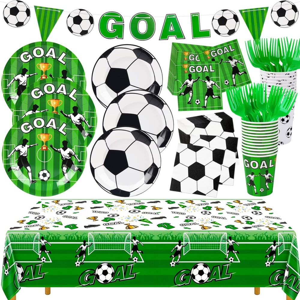 World Cup Soccer Party Decorations – 123PCS Set for 24, Plates, Napkins, Banner
