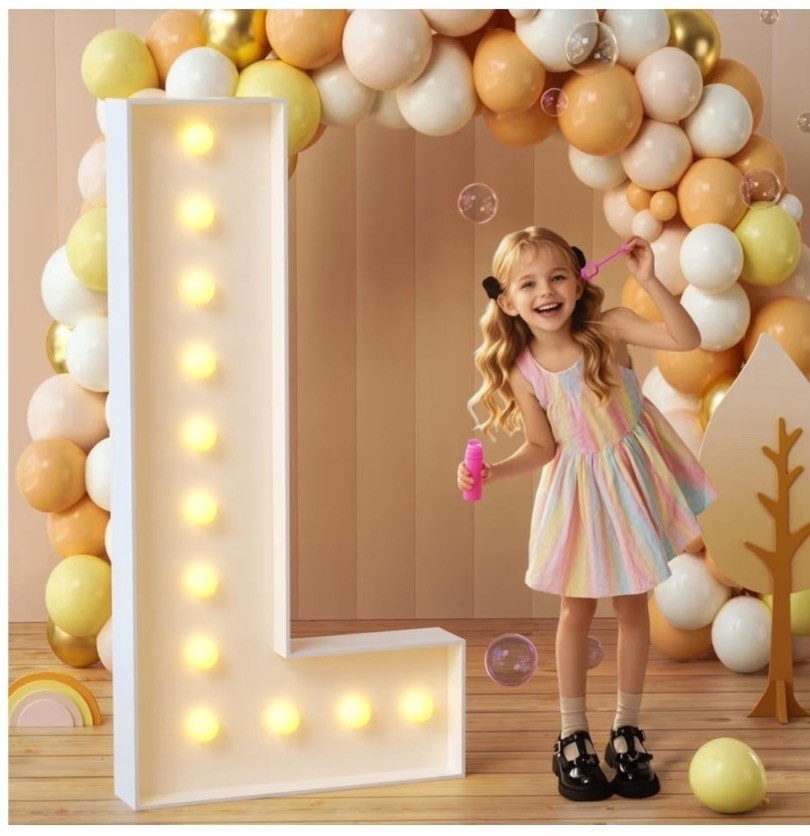 Imprsv 4ft Light Up Marquee Letter L With Foam Board & Bulb String For Events