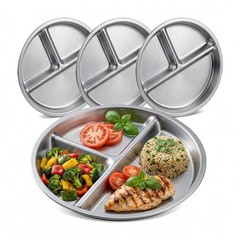 BEWBBAT 4 Pack 304 Stainless Steel Divided Plate, 8 Inch 3 8 Inch, Silver