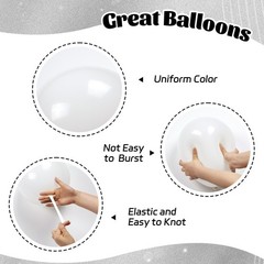60pcs Silver and White Balloons with Confetti for Birthday and Party Decor
