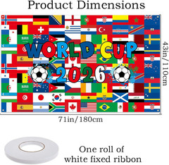 World Cup Backdrop 2026 48 Countries International Flag 43X71 Inch Soccer World