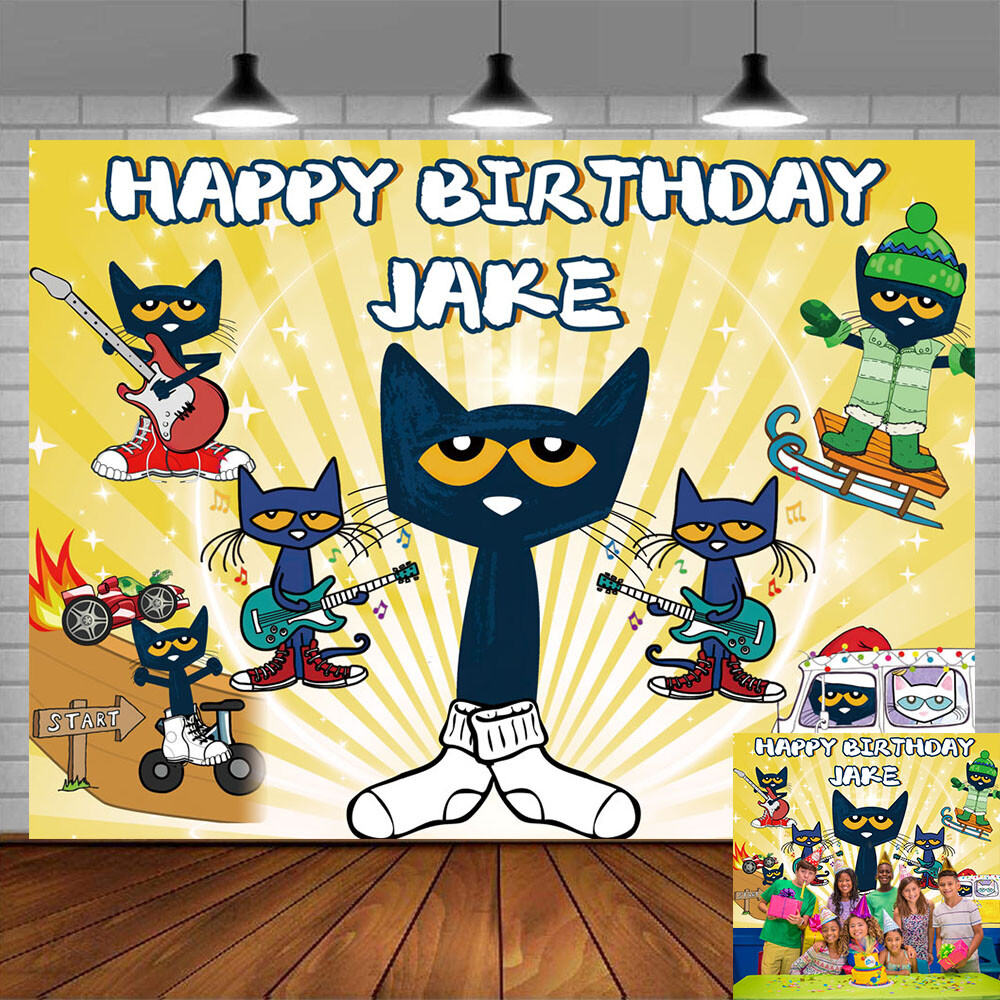 Pete the Cat Personalised Custom Banner Backdrop Party Supplies Birthday Gift