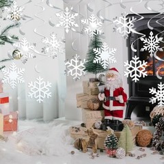 20 Pcs Winter Snowflake Hanging Swirls Decorations – Snowflake White Silver