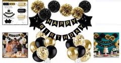 Stylish Gold & Black Birthday Decorations – Durable, Reusable & Easy to Assemble