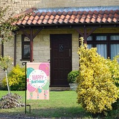 Happy Birthday Garden Flag – Kid Boy Girl Birthday Party Door Sign – Birthday