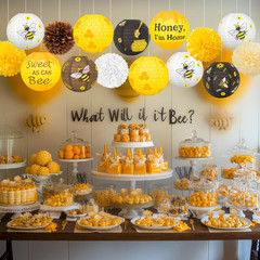 15Pcs Bee Party Decorations Hanging Paper Lanterns Tissue Pom Pom – Bees Themed