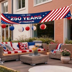 Stunning 250th Anniversary Banner 138 x 20 In – Patriotic Red, White & Blue