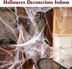 290G Halloween Decorations Spider Web Cobweb, 80pcs Plastic Spider Haunted House