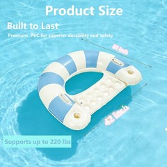 2 Pack Pool Chairs with Cup Holders-Inflatable Pool Floats for Adult,Blow up …