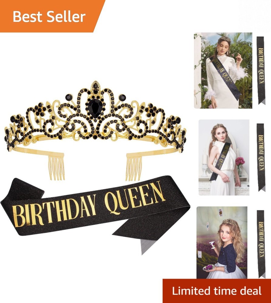 Floral Rhinestone Crown & Sash Set – Glamorous Accessories for Any Occasion
