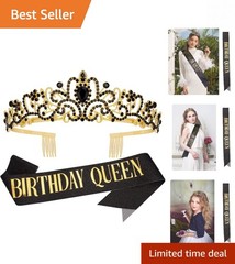 Floral Rhinestone Crown & Sash Set – Glamorous Accessories for Any Occasion