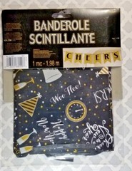 New Year’s Banner Glitter CHEERS 2 Sided Design 6.5 Feet Celebrate Party Decor