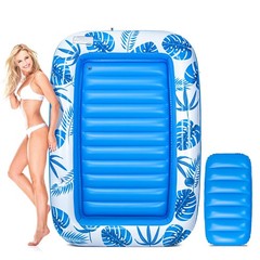 Inflatable Tanning Pool Lounger Float, 71″ x 48″ Large Pool Floats Adult with…