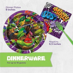 TMNT Birthday Party Supplies | Serves 16 | Mutant Mayhem Decorations & Tableware